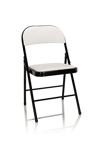 hjh OFFICE 803001 Klappstuhl gepolstert TUDELA Kunstleder Weiß Besucherstuhl Faltstuhl klappbar, bis 130kg belastbar