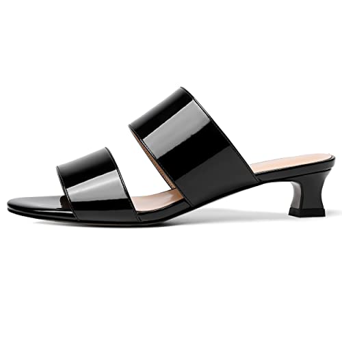 SKYSTERRY Women's Open Toe Patent Round Toe Slip On Cute Wedding Spool Low Heel Pumps Shoes 1.5 Inch2