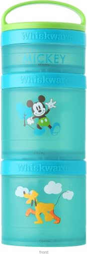 Image of Whiskware Disney Stackable Snack Containers for Kids & Toddlers, 3 Stackable Snack Cups for School & Travel, Mickey and Pluto (Pack of 12)