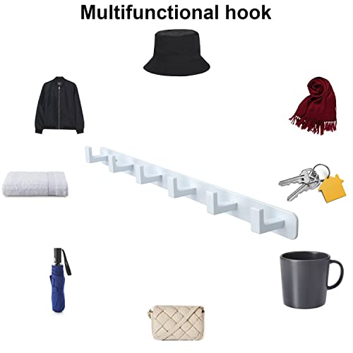 Image of Coat Rack, Heavy Duty Stainless Steel 6 Tri Coat Hook Hanger, Wall Mounted Storage Wall Hooks, Rustic Clothes Hook /Key Hook Rail for Bathroom Kitchen Entryway(6 Hook White)