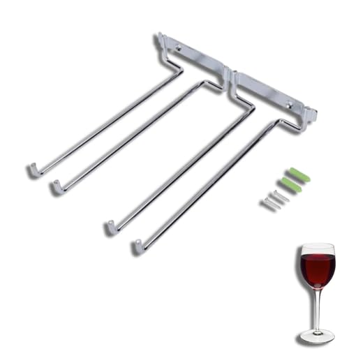 HERCHR Portabicchieri Supporto,Porta Bicchieri da Vino,Porta Calici da Parete,Portabottiglie da Parete,Portabicchieri Salvaspazio Doppia Fila Ospitare 6 Tazze Dispensa Cucina