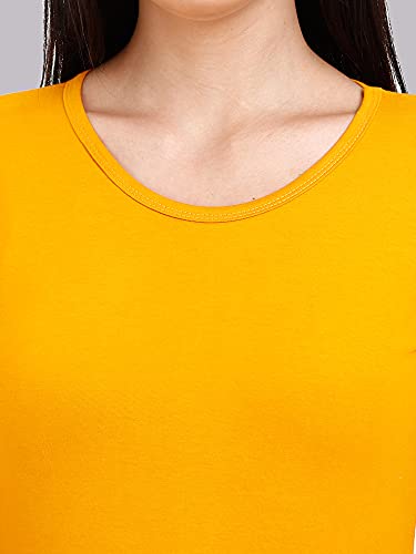 Image of FLEXIMAA Women's Cotton Plain Round Neck Full Sleeve T-Shirt