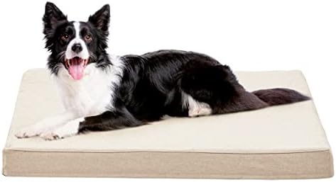 WATANIYA PET Memory Foam Large Dog Bed, Orthopedic Dog Bed for Crate with Cooling Gel Foam, Waterproof Liner and Washable Cover, Joint Relief Pet Sleeping Bed for Medium Large Dogs (Beige)
