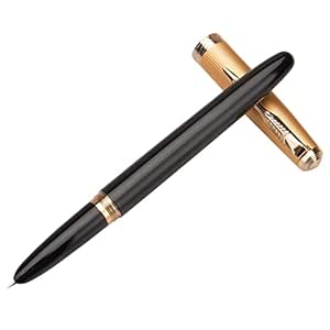 GOLD LEAF Jinhao 85 Extra Fine 0.3mm Nib Black Fountain Pen With Riffil ...
