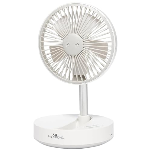 Air Innovations Rechargeable Portable 3-in-1 Fold and Carry Telescopic Fan (White, 8')