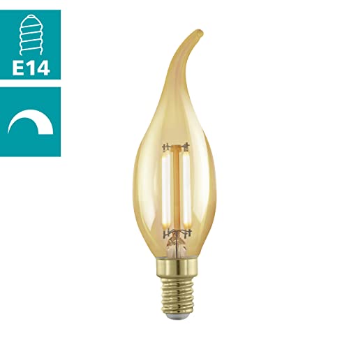 Eglo Dimmable E14 LED Edison lamp, golden vintage filament candle light bulb, retro lighting, 4 watt (equivalent to 28 watt) - Image 2