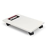 Computer Tower Stand CPU Holder Stand with 4 Mute Caster Wheels Bamboo Desktop Floor Stand (White)