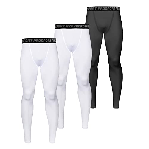 Valcatch 3 Pack Men’s Running Leggings Compression Pants Tights Sports Baselayer Athletic Workout Activewear