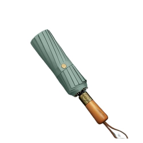 RENEESME Umbrellas for Rain Business Solid Wood Handle Automatic Folding Umbrella 16-Rib Reinforced Men's Rain Or Shine Umbrella Strong Umbrella for Wind and Rain(C)