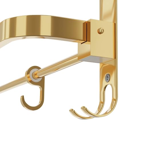Image of Towel Rack for Bathroom, Shelf for Wall with Towel Hooks, Towel Rack, Kitchen Accessories Items Wall Mounted for Heavy-Duty Elegance(Gold, 24 Inch)