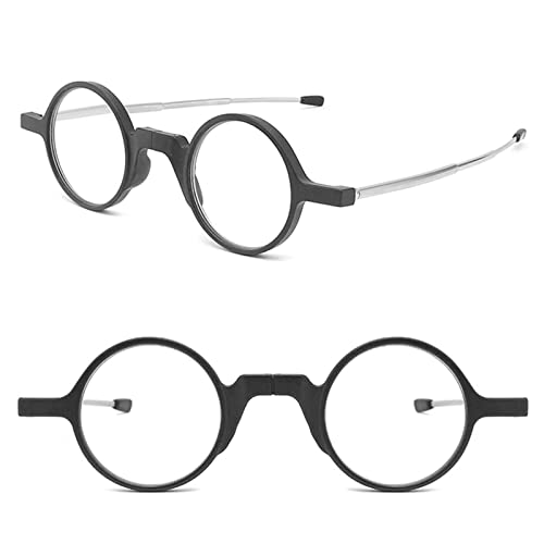 Składane okulary do czytania w stylu retro, okrągłe, niebieskie, blokujące światło dla kobiet, mężczyzn, przenośne kompaktowe czytniki TR90 z etui z PU (kolor: czerwony, rozmiar: 3,0 x)