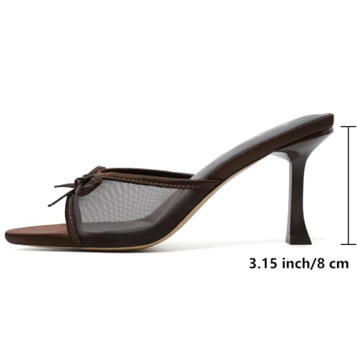 Image of Mostrin Kitten Heels for Women Round Toe Heels With Bow Vintage Mules Sexy Slip on Stiletto Backless Sandals for Party Daily