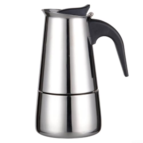 Cafetera Moka de acero inoxidable con válvula de presión de seguridad y mango resistente al calor para inducción de estufa, compatible con múltiples tazas disponibles (200 ml)