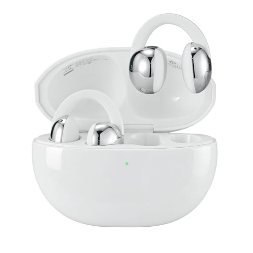 Image of TCL CrystalClip Open Ear Clip-On Earbuds, 5.5g Ultra-Light Open Ear Wireless Earbuds with Deep Bass & 3D Spatial Sound, Clear Calls, Dual-Device Switching, 36H Playtime, IPX4 Waterproof, Lunar White