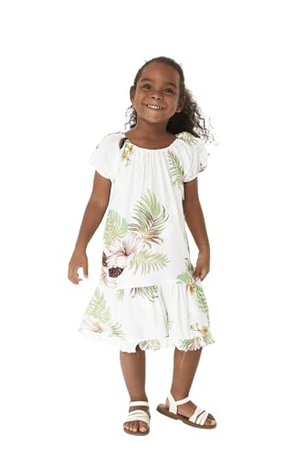 Girl Hawaiian Short Sleeve Simple Muumuu Ruffle Dress in Pineapple Garden