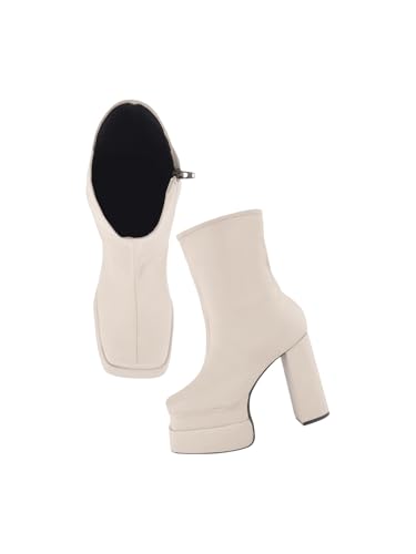 Image of SilverArrow Classy Trendy Comfortable ankel Length Block Heel Zipper Boots for Womens & Girls