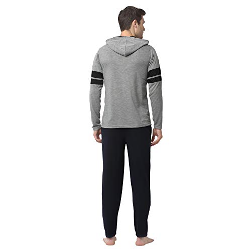 Image of Mack Jonney Cotton Blend Night Suit Co-ord Set for Men with Hodded Full Sleeve T-Shirt and Track Pant-VJ-MNS-TTP-GROUP21