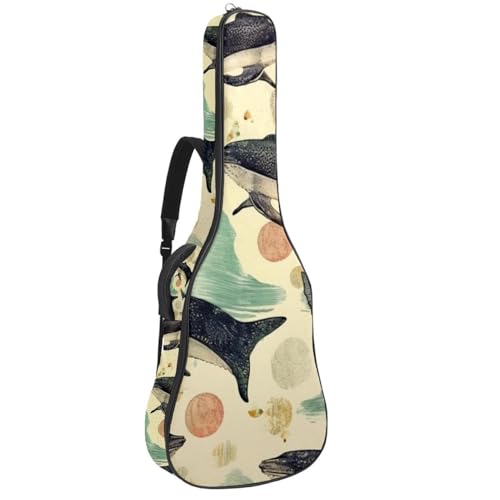 Sac de transport pour guitare acoustique Baleines colorées imperméable avec double poche