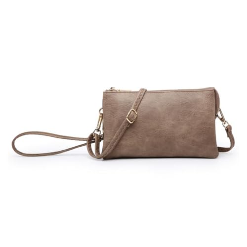 JEN & CO. Riley Vegan Leather Crossbody Bag for Women, Clay - Small Clutch or Purse, Wallet Bags, Wristlet & Strap