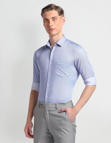 Image of Arrow Men Slim fit Cotton Printed Long Sleeves Cutaway Collar Shirt