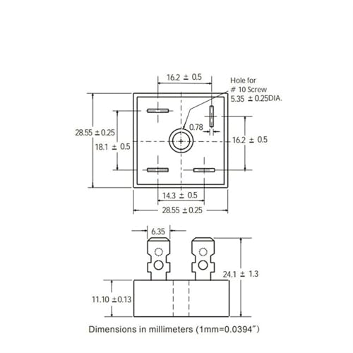 Pont redresseur carré KBPC1006 pour stabiliser l'alimentation 10A 600V