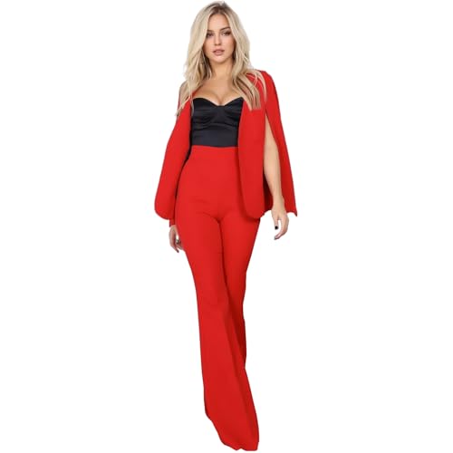 TIANMEI Womens Cape Suit Casual Split Sleeve Cloak Jacket 2 Pieces Open Front Business Blazer Pants Suits for Women Workwear4