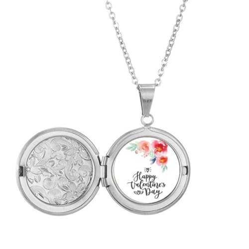 Collier médaillon Happy Valentine pendentif gravé anniversaire idée cadeau femme