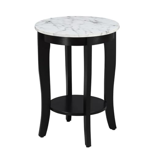 Convenience Concepts American Heritage Round End Table, White Fau...
