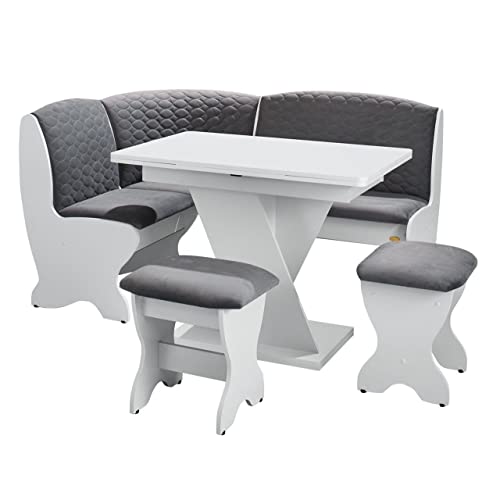 Generisch Rodnik Eckbankgruppe »Mont Blanc«, Essecke in grau-weiß,...