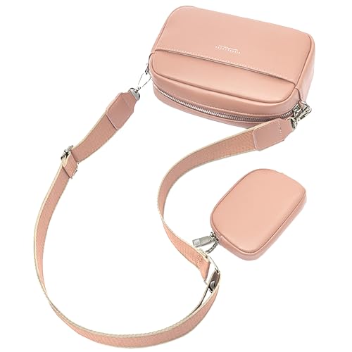 Mabecol Umhängetasche Damen, Kleine Schultertasche PU Leder 2-in-1, Crossbody Tasche Damen mit Abnehmbarer Mini-Geldbörse, UmhÃngetasche Shopper Tasche Klein für Alltag,Rosa