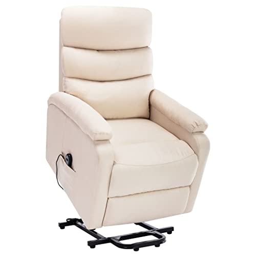 Yuhi-Hqyd Stand-Up Massage Recliner,Lift Chair,Home Sofa Chair,Power Recliner,Gaming Chair,With Side Pocket,A Usb And Hand Control,Adjustable Backrest And Footrest,Assembly Required, Cream Fabric #TOP9