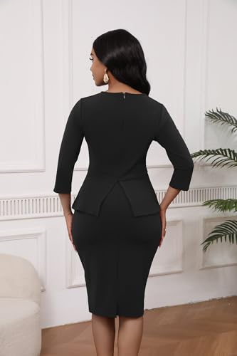 Women 2 Piece Skirt Set 3/4 Sleeve Pencil Skirt Suit Business Office Church Dress Suit Sexy Fall Winter Outfits4