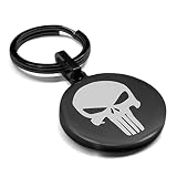 Comfort Zone Studios Stainless Steel Punisher Round Medallion Keychain Circle Ring, Black