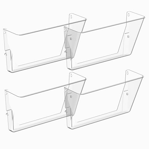 4 Pack Clear Acrylic Single Pocket, Plastic Hanging Wall Mount Fi...