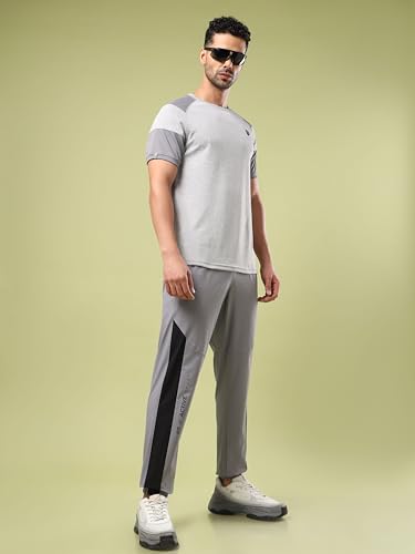 Image of TECHNOSPORT Men's Colorblock Slim Fit Sports Joggers TECHNOLITE Lightweight Active Track Pants Quick Dry Stretch Gym Running Training Fitness Activewear