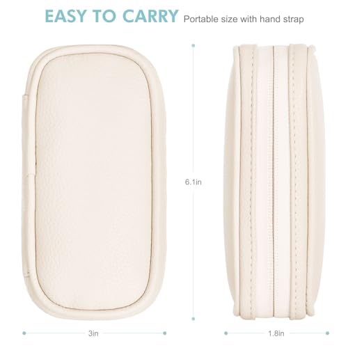 Image of Portable Tampon Organizer Bag, Beige PU Pouch with Handle and Zipper for Women's Period Products