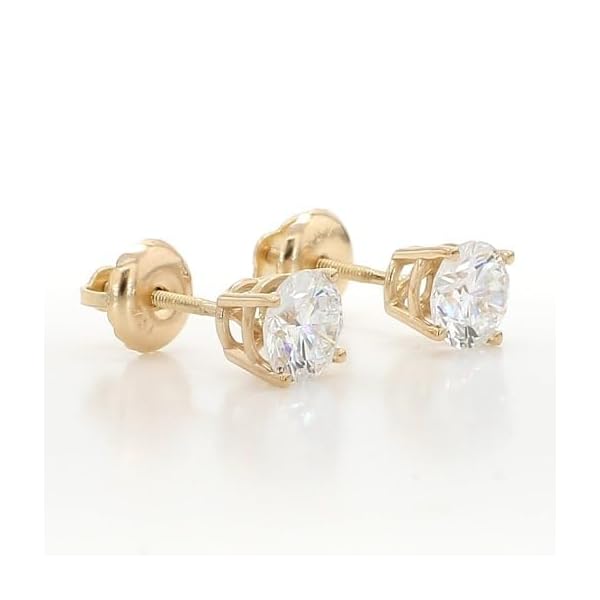 14K White & Yellow Gold Lab Grown Round Cut Diamond Stud Earrings for Men Women, (1/2cttw - 4cttw), 4-Prong Screw Back, VS Clarity EF Color, Gift for Weddings, Anniversaries, Valentine's Day - Image 5