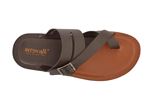 Image of AEROWALK Stylish T-Shape Fashion Slipper for Men | Comfortable | Lightweight | Anti Skid | Casual Office Footwear (4366 BLACK)