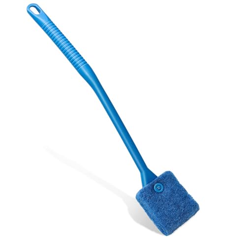 Novique Fish Tank Cleaner with Five Sided Sponge Brush and Long Handle Aquarium Scrubber Alage Scraper for Glass Aquariums Terrarium Home Kitchen