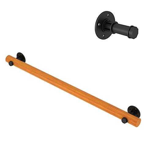Main courante d'escalier ronde en bois massif 50x350 cm avec kit de fixation complet pour la maison