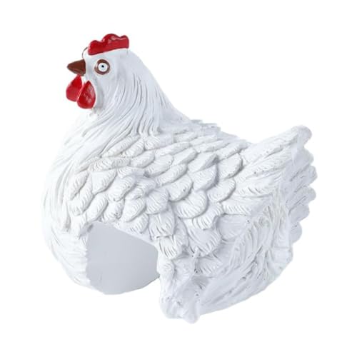 Tabouret poule blanche 14cm décoration jardin terrasse balcon statuette extérieure