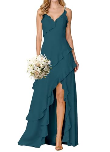 Robe de demoiselle d'honneur mousseline noire col en V pour soirée chic
