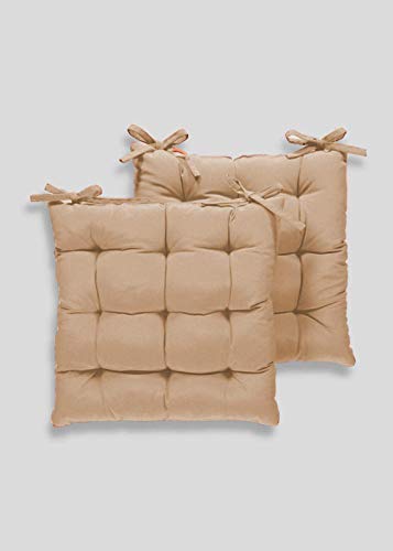 Padam Shree Cotton Decorative Damask Fabric Chairpad/Back Support/Seat Cushion with Ties and Handmade Quilting (Beige, Medium - 15X15' Inch) Pack of 2