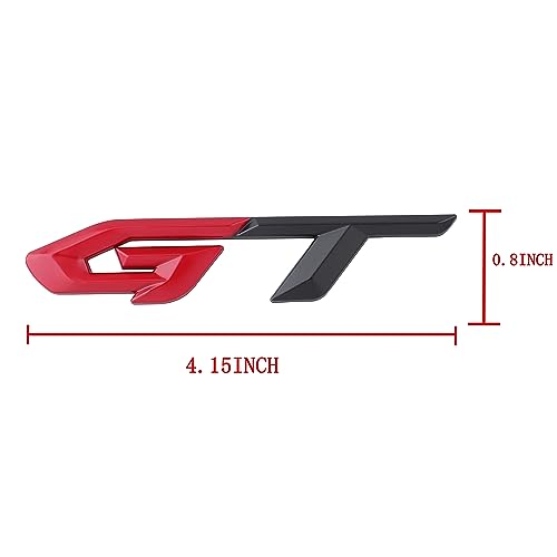 Image of 2 Packs GT Metal Emblem Car Side Fender Badge 3D Aluminum Alloy Sticker for Decoration Suitable for Cars Trucks SUVs (Red-Black)