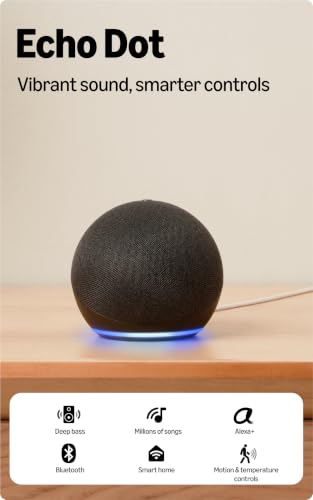 Amazon Echo Dot (5th Gen), smart speaker with Alexa+, vibrant sou...