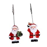 SEWACC Portafotos Clip Navideño 2 Piezas de Resina, Porta Tarjetas de Notas y Fotos, Decoración Festiva para Hogar y Oficina, Clips para Tarjetas y Menús, Temática Navidad