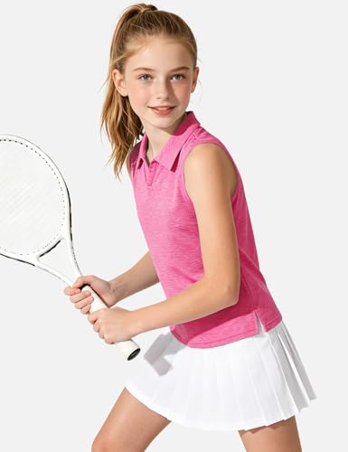 Image of Auranso Girls Polo Shirts Sleeveless Golf Tennis Quick Dry T-Shirts Tops