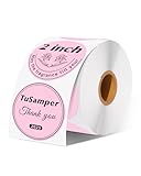 TuSamper 2 Inch (50.8mm x 50.8mm) Round Thermal Sticker Labels, Self-Adhesive Circle Direct Thermal Label, Multi-Purpose Roll Sticker for DIY Logo Design, QR Code, Name Tag, Roll of 500 Labels, Pink