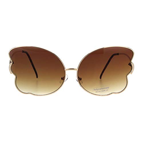 Womens Butterfly Frame Sunglasses Gradient Color Lens Curved Temple2