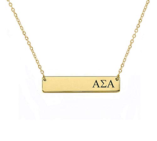 Alpha Sigma Alpha Sorority Bar Necklace Greek Sorority Letters with Adjustable Chain
